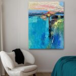 Diathou Art Hand-painted blue Abstract Art Oil painting Modern abstract style ar... - Image 4