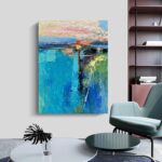 Diathou Art Hand-painted blue Abstract Art Oil painting Modern abstract style ar... - Image 5