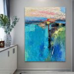 Diathou Art Hand-painted blue Abstract Art Oil painting Modern abstract style ar... - Image 6