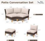 PHI VILLA 8-Piece Half-Moon Patio Furniture Set, Outdoor Wicker Sectional Sofa w... - Image 3