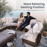 PHI VILLA 8-Piece Half-Moon Patio Furniture Set, Outdoor Wicker Sectional Sofa w... - Image 4