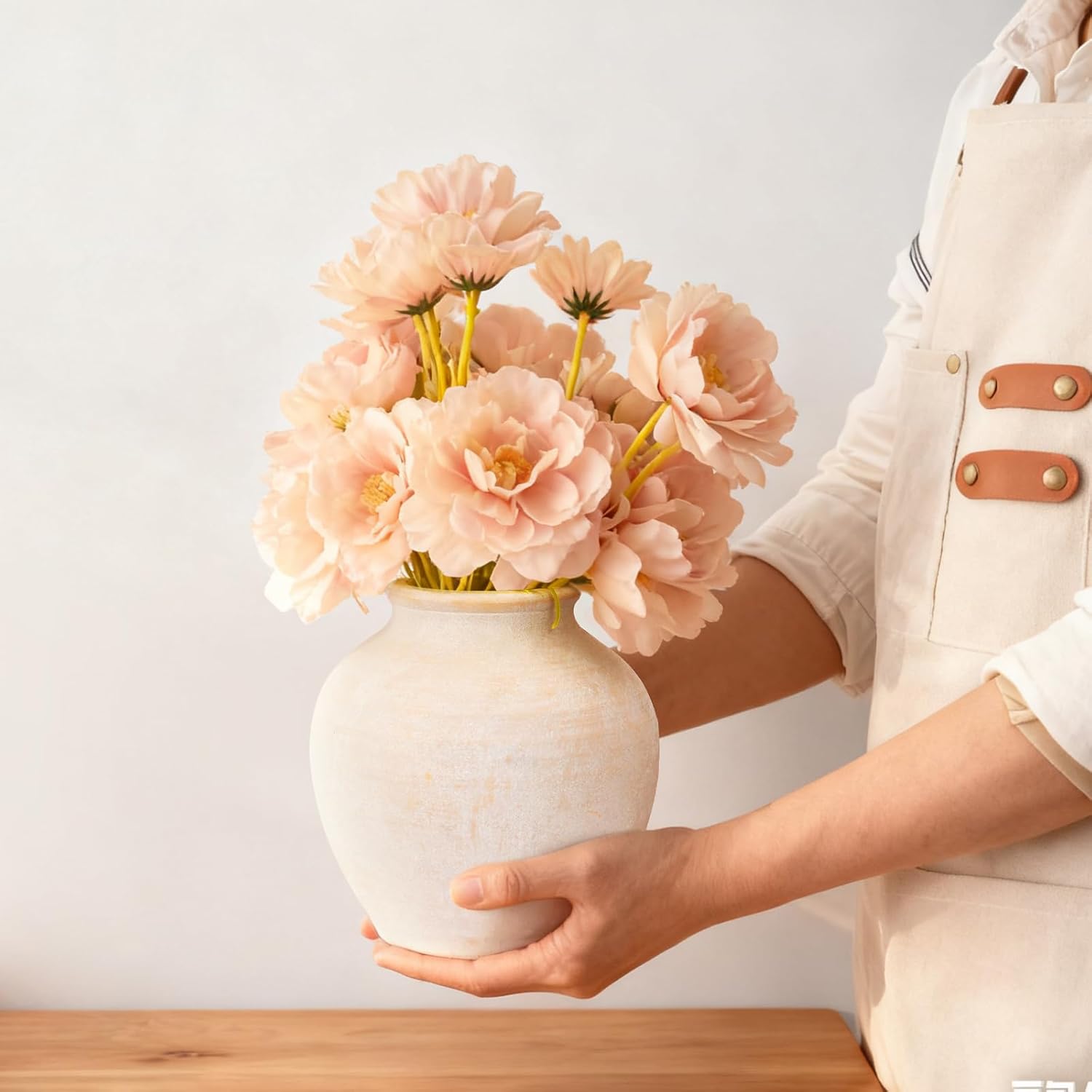 Ceramic Flower Vase Home Decor, 6.2 inch Farmhouse Rustic Vintage Decorative Vas... - Image 3