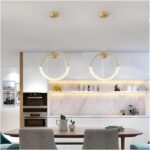 Modern Copper Ring Small Chandelier Indoor Hanging Light Restaurant Luxury Cryst... - Image 6
