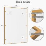 24"x36" Gold Bathroom Mirror for Wall, Shatterproof Tempered Glass, Brass Tone R... - Image 5