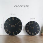 Large Modern Wall Clock - 24 inch, Contemporary Simple, Matte Black, Distressed ... - Image 4