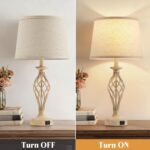 EJIAXIN Bedside Table Lamp for Bedroom Set of 2 - Beige Nightstand Lamps with US... - Image 3