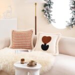 Avigers 18 x 18 Inch Beige Tulip Embroidery Velvet Cushion Cover, Luxury Modern ... - Image 5