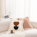Avigers 18 x 18 Inch Beige Tulip Embroidery Velvet Cushion Cover, Luxury Modern ... - Image 6