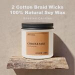 Citrus Sage Scented Candle, 12oz Natural Soy Wax, 2 Wick Aromatherapy Candles fo... - Image 4