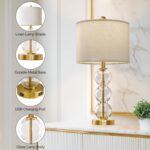 Oneach 25" Glass Table Lamps Set of 2, Gold Modern Table Lamps with USB Ports fo... - Image 6