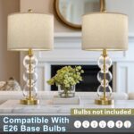 Oneach 25" Glass Table Lamps Set of 2, Gold Modern Table Lamps with USB Ports fo... - Image 7