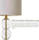 Oneach 25" Glass Table Lamps Set of 2, Gold Modern Table Lamps with USB Ports fo... - Image 8
