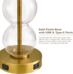 Oneach 25" Glass Table Lamps Set of 2, Gold Modern Table Lamps with USB Ports fo... - Image 9