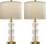 Oneach 25" Glass Table Lamps Set of 2, Gold Modern Table Lamps with USB Ports fo... - Image 10