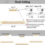 HAIXIANG Modern Crystal Chandelier Dimmable LED Long Chandeliers for Dining Tabl... - Image 3