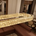 HAIXIANG Modern Crystal Chandelier Dimmable LED Long Chandeliers for Dining Tabl... - Image 5