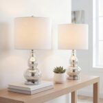 JONATHAN Y 20.5" Mercury Silver Glass Table Lamp, Modern Gourd Bedside Nightstan... - Image 3