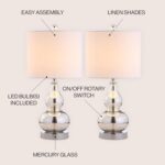 JONATHAN Y 20.5" Mercury Silver Glass Table Lamp, Modern Gourd Bedside Nightstan... - Image 4
