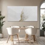 Hue7Art Modern Minimalist White and Gold Textured Canvas Wall Art Abstract Line ... - Image 7