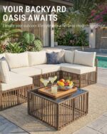 7-Piece Outdoor Patio Furniture Set, Modern PE Rattan Sectional Sofa with Adjust... - Image 4