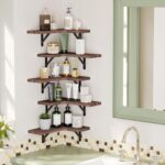 Fixwal Floating Shelves for Wall Set of 5, Rustic Wood Wall Mounted Corner Shelf... - Image 4