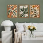 Urmoya 3 Pieces Flower Market Canvas Wall Art, Green Beige Abstract Boho Floral ... - Image 3