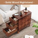 Tribesigns Solid Wood End Table, Fully Assembled Narrow Side Table with Drawers,... - Image 6