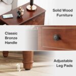 Tribesigns Solid Wood End Table, Fully Assembled Narrow Side Table with Drawers,... - Image 9