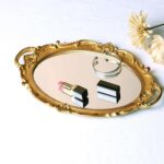 Zosenley Polyresin Ellipse Antique Decorative Mirror Tray, Makeup Organizer, Jew... - Image 3