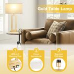 Seealle 22" Tall Bedroom Lamps for Living Room - Touch Gold Bedside Lamps with U... - Image 5
