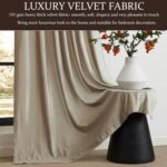 100% Full Blackout Champagne Beige Velvet Curtains 108 inch Long for Living Room... - Image 4