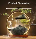 Tabletop Water Fountains Indoor Waterfall Fountain with Mist LED Light Feng Shui... - Image 5