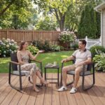 Bealife 3 Piece Outdoor Patio Wicker Furniture Set, Outdoor Patio Rocking Bistro... - Image 3