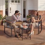 Bealife 3 Piece Outdoor Patio Wicker Furniture Set, Outdoor Patio Rocking Bistro... - Image 8
