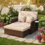 Tangkula Patio Rattan Daybed with 4-Level Adjustable Backrest, Outdoor PE Wicker... - Image 3