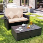 Tangkula Patio Rattan Daybed with 4-Level Adjustable Backrest, Outdoor PE Wicker... - Image 4