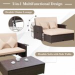 Tangkula Patio Rattan Daybed with 4-Level Adjustable Backrest, Outdoor PE Wicker... - Image 6