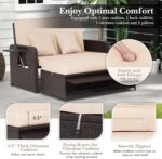 Tangkula Patio Rattan Daybed with 4-Level Adjustable Backrest, Outdoor PE Wicker... - Image 7