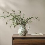 SURE YUESI 7.9" Green Pitcher Vase with Handle, Vintage Chinoiserie Ceramic Flor... - Image 3
