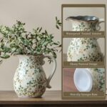 SURE YUESI 7.9" Green Pitcher Vase with Handle, Vintage Chinoiserie Ceramic Flor... - Image 9