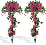 2Pack 5FT Artificial Bougainvillea Topiary Trees for Outdoor, Fake Silk Flowers ... - Image 2