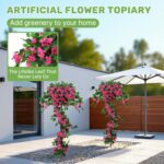 2Pack 5FT Artificial Bougainvillea Topiary Trees for Outdoor, Fake Silk Flowers ... - Image 6