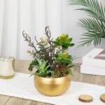 DILATATA Artificial Succulent Plants in Gold Pot Faux Succulent Arrangement Fake... - Image 5
