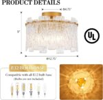 Modern Semi Flush Mount Ceiling Light 3-Light Gold Glass Chandelier Hallway Ligh... - Image 4