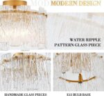 Modern Semi Flush Mount Ceiling Light 3-Light Gold Glass Chandelier Hallway Ligh... - Image 5