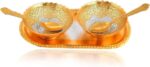 NOBILITY Bowl Spoon Tray Set Gold and Silver Plated Dry Fruits Dessert Serving S... - Image 4