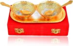 NOBILITY Bowl Spoon Tray Set Gold and Silver Plated Dry Fruits Dessert Serving S... - Image 6