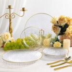 realluck 50 Pcs Hammered Plastic Plates with Gold Rim, Elegant Disposable Dinner... - Image 4