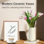 Beige Ceramic Vase, GUKJOB Small Cute Flower Vase for Pampas Grass, Home, Living... - Image 3