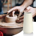 Beige Ceramic Vase, GUKJOB Small Cute Flower Vase for Pampas Grass, Home, Living... - Image 7